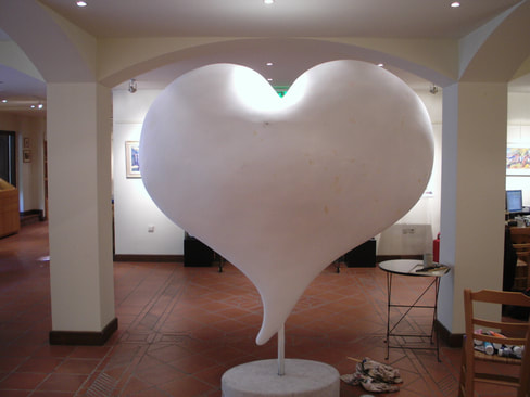 The fiberglass pure heart, as it arrived at the gallery.