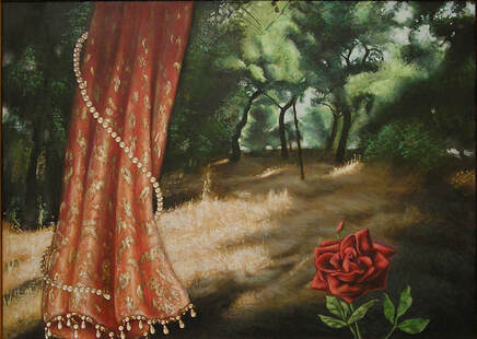 Rose and Curtain, 50 x 70 cm, by John Flynn