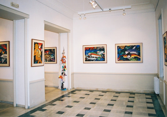 Galerie Zygos, Nikis Street, Main and side halls. Kostas Karnavas exhibition.
