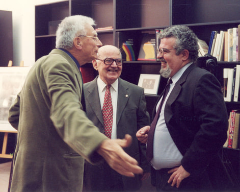 2002. Ion Frantzeskakis with members of the Athens Academy master painter Panayiotis Tetsis (1925-2016) (left) and Prof. of History of Art Chrysanthos Christou (1922-2016) (center).