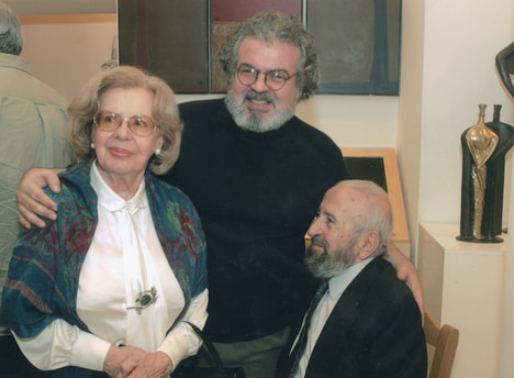 2002. Ion Frantzeskakis with members of the Academy of Athens master painter Panayiotis Tetsis (1925-2016) (left) and Prof. of History of Art Chrysanthos Christou (1922-2016) (center).