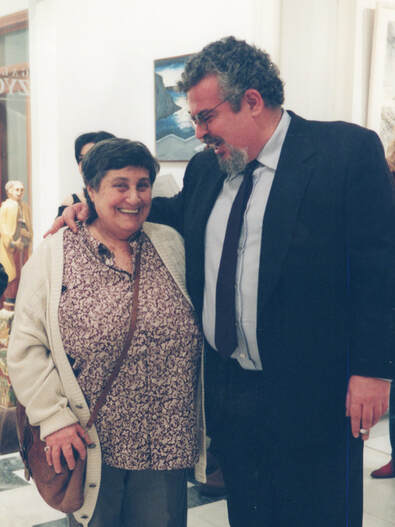 Amalia Vamvakou with Ion Frantzeskakis at Galerie Zygos, 2002.