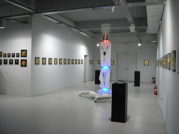 Installation view from the Ioannis Bardis exhibition at Galerie Zygos, at Ellinikos Kosmos. At the centerpiece, the 