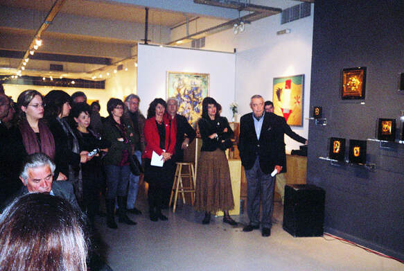 Collector Ion Vorres at the opening of the Ioannis Bardis exhibition at Galerie Zygos.